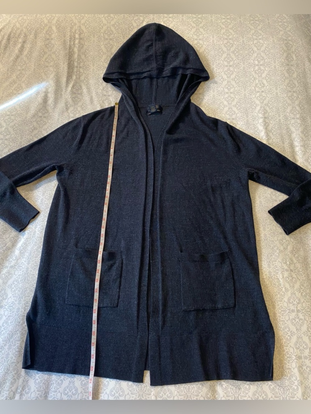 Rachel Roy Merino Wool Long Hooded Open Cardigan Sweater with Pockets - Picture 11 of 16